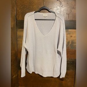 Lucky Brand Oversized Slouchy V-Neck Sweater in Light Blue
